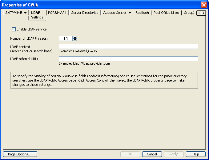 LDAP Settings property page