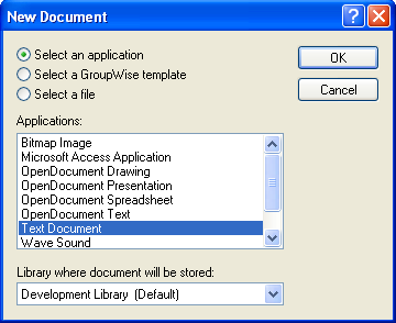 New Document dialog box