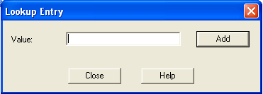 Lookup Entry dialog box