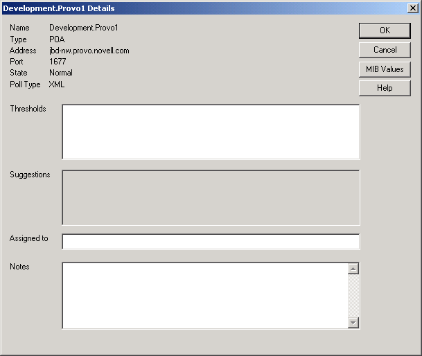 Agent Details dialog box