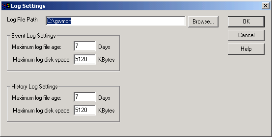 Log Settings dialog box