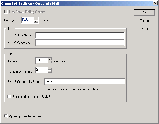 Poll Settings dialog box