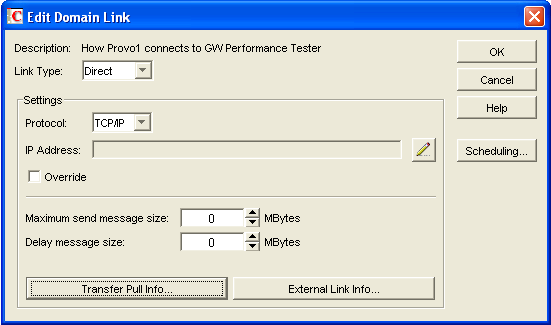 Edit Domain Link dialog box