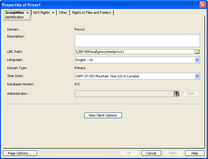 Domain Identification property page