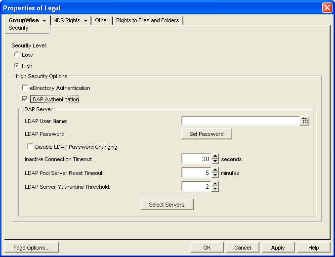 Security property page