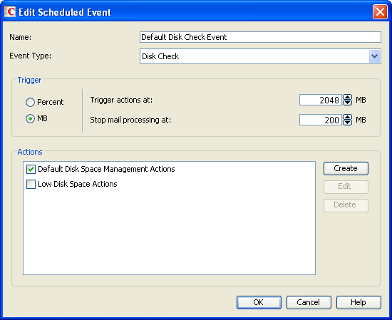 Edit Scheduled Event dialog box