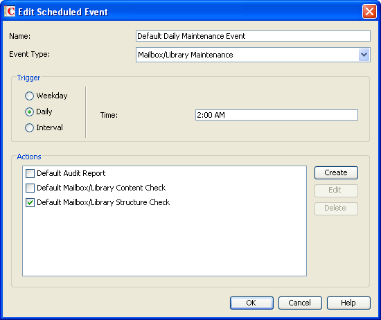 Edit Scheduled Event dialog box