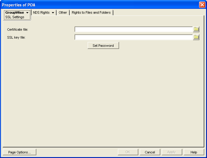 POA SSL Settings property page