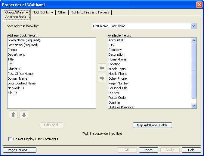 Address Book property page