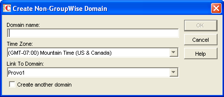 Create Non-GroupWise Domain dialog box