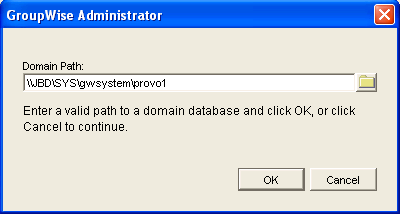 GroupWise Administrator dialog box