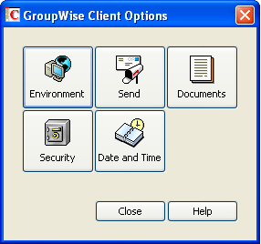 GroupWise Client Options dialog box