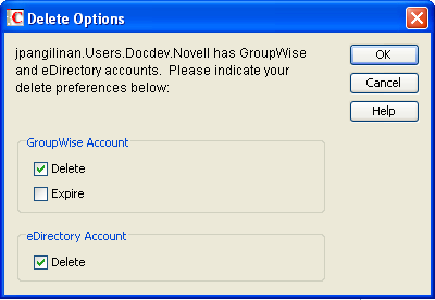 Delete User Options dialog box