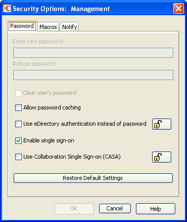 Security Options dialog box