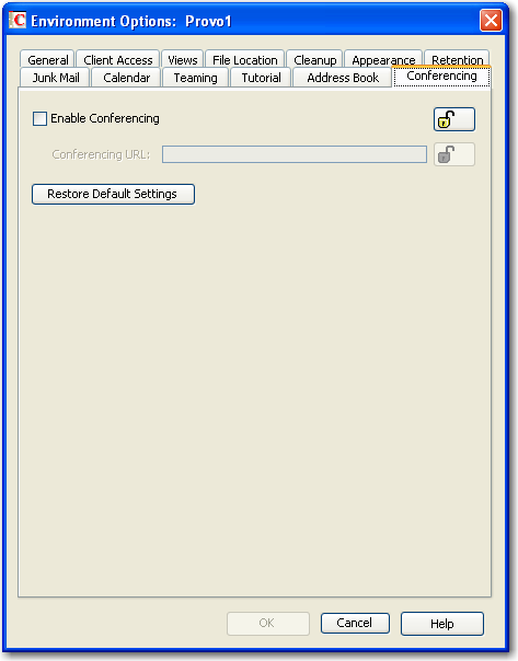 Conferencing Environment Options dialog box