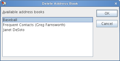 Delete Address Book dialog box