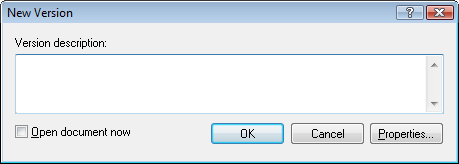 New Version dialog box