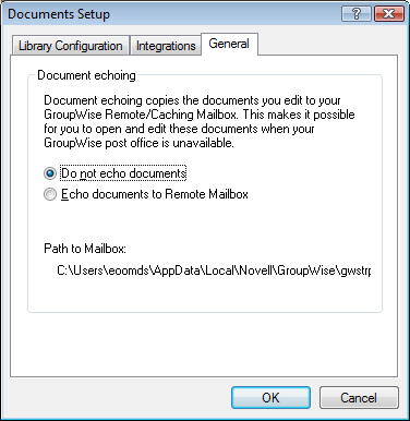 Documents Setup dialog box with the General tab open