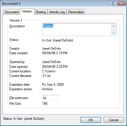 Document Properties dialog box