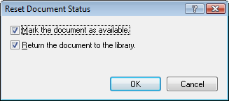 Reset Document Status dialog box