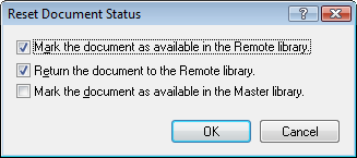 Reset Document Status dialog box