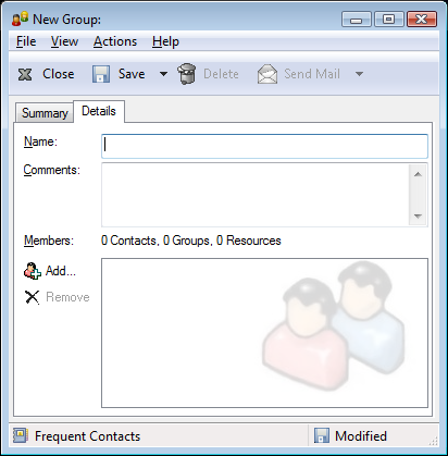 New Group dialog box