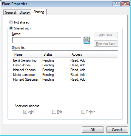 Folder properties dialog box