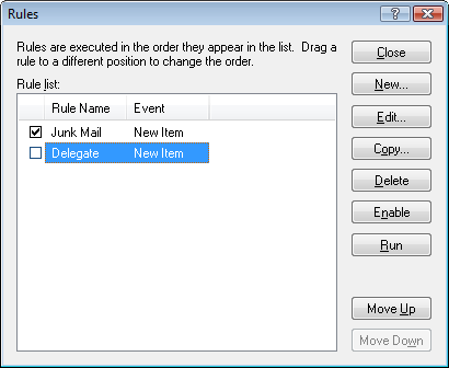 Rules dialog box