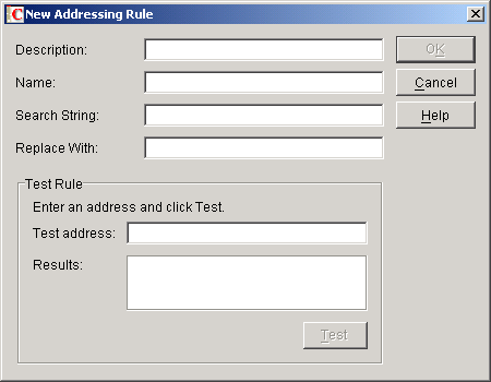 New Addressing Rule dialog box