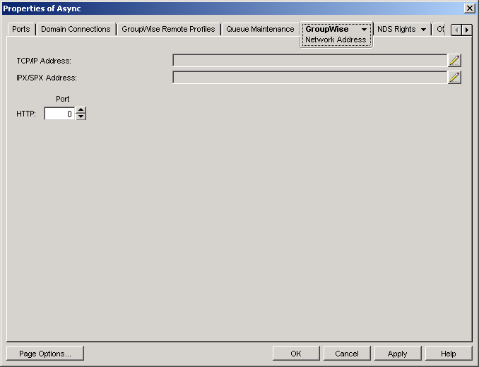 Network Address page