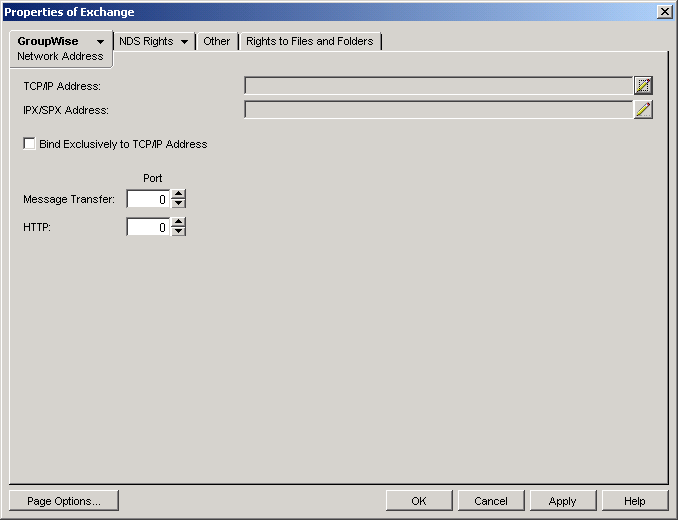 Network Address page