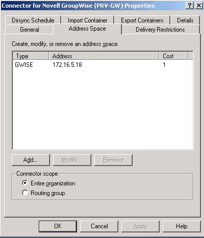 Connector Properties dialog box