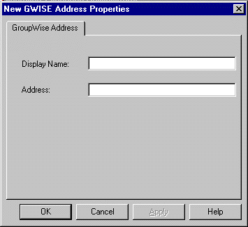 New GWise Address Properties dialog box