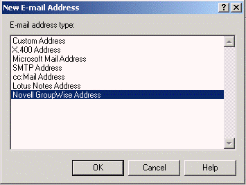 New E-Mail Address dialog box