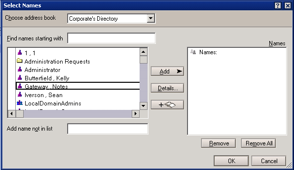 Names dialog box