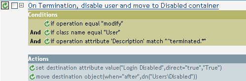 Policy to Disable a User Upon Termination