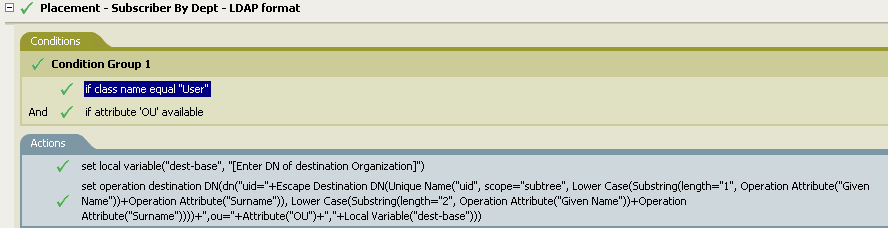 Placement - Subscriber By Department - LDAP Format