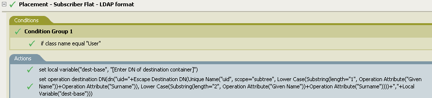 Placement Subscriber Flat - LDAP Format