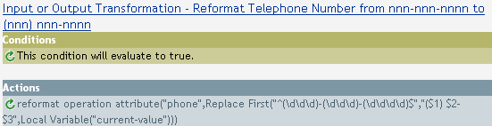 Input or Output Transformation - Reformat Telephone Number from nnn-nnn-nnnn to (nnn) nnn-nnnn