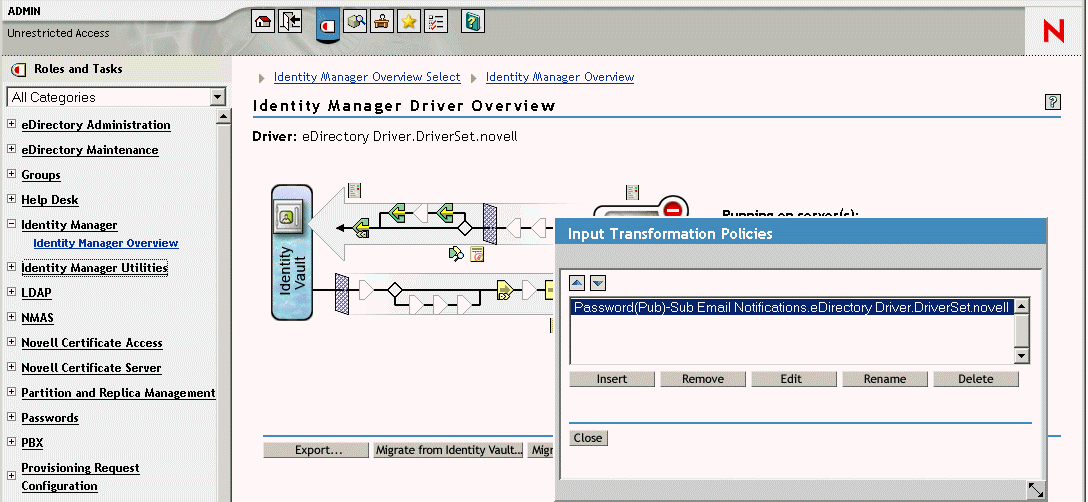 In the graphical view of the driver confguration, clicking a policy set gives you this popup so you can edit a policy