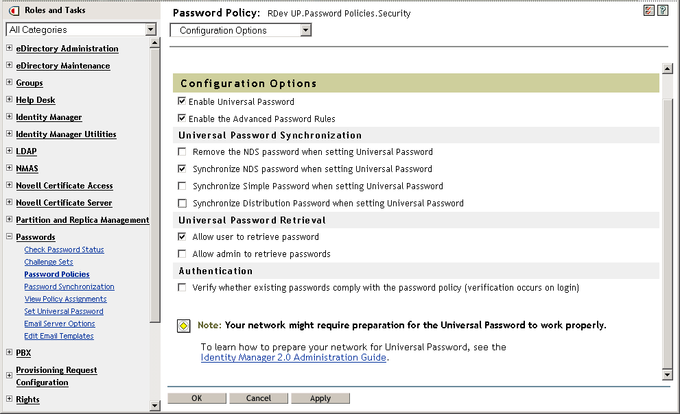 Password Policy Settings for Scenario 4