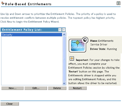 List of Entitlement Policies