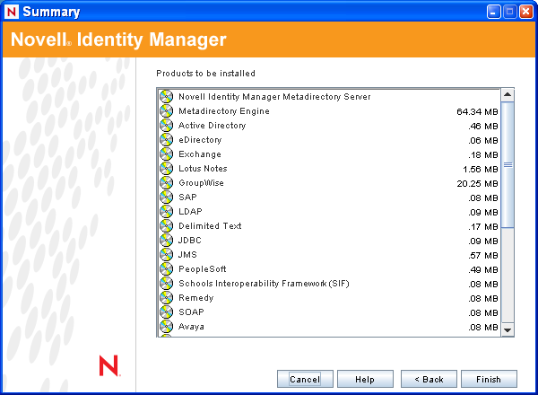 Summary Page of Products and Components