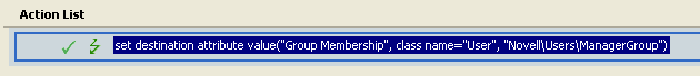 The action adds the user object to the ManagerGroup group