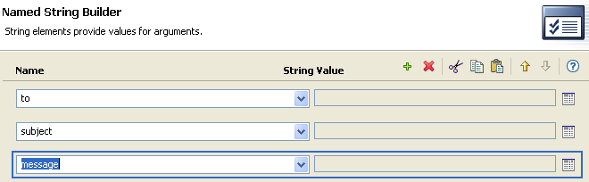 Send Email action named strings