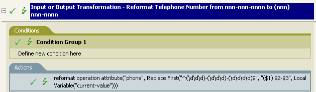 Input or Output Transformation - Reformat Telephone Number from nnn-nnn-nnnn to (nnn) nnn-nnnn