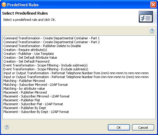 Predefined Rules dialog box