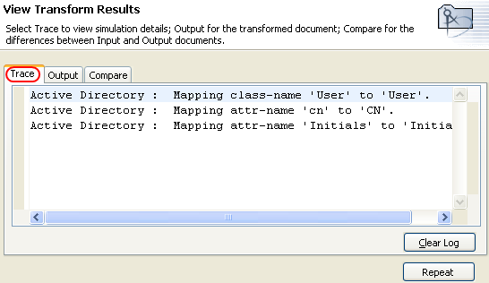 Trace tab