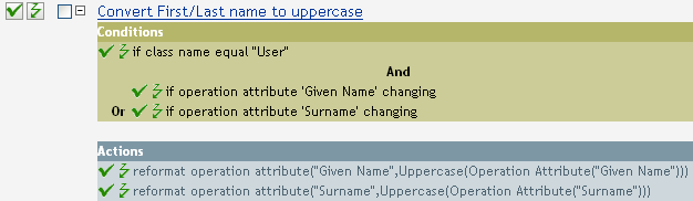 Policy to convert first/last name to uppercase