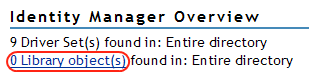 Library object in the Identity Manager Overview page
